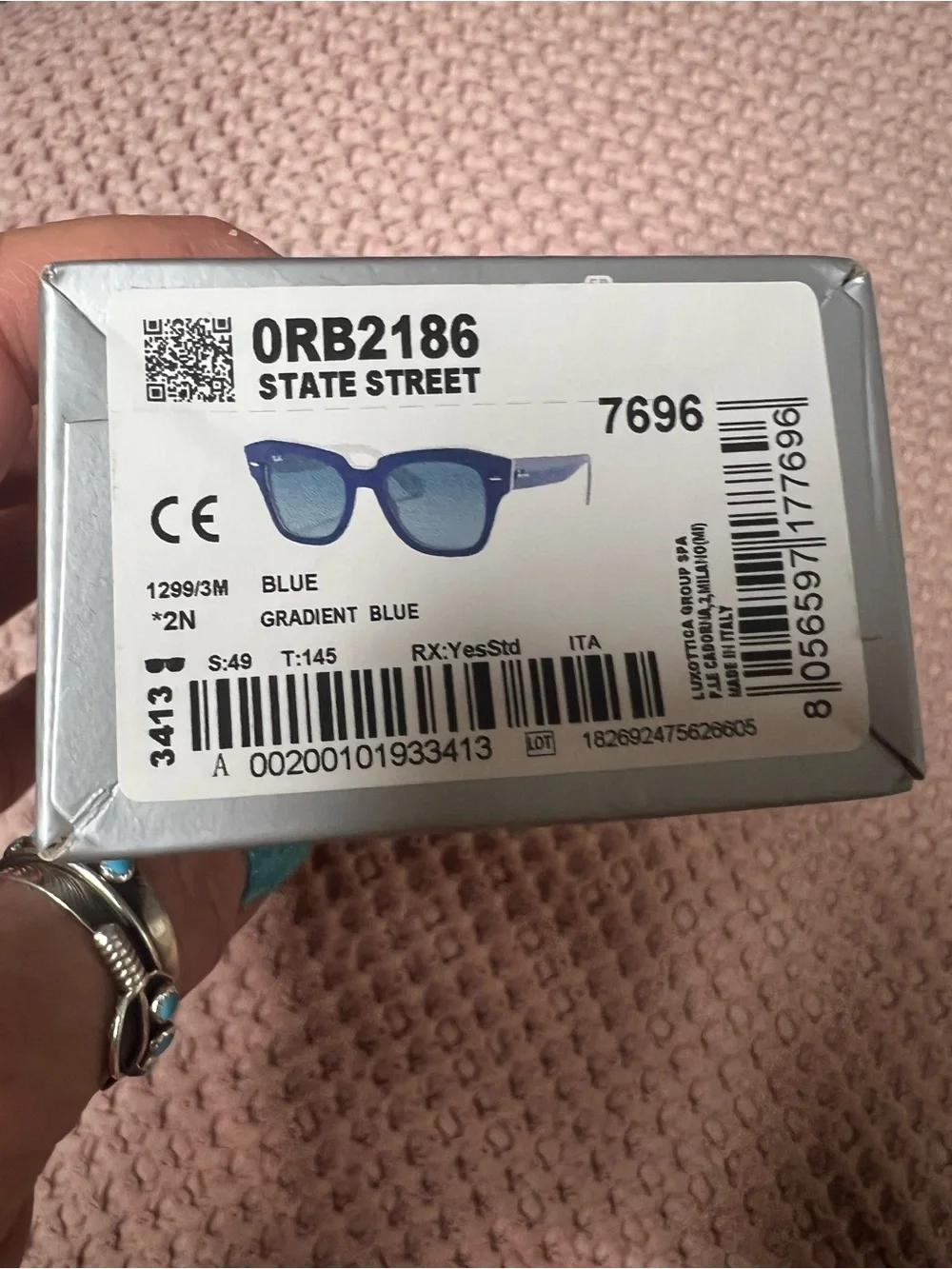 Ray-Ban State Street RB2186 1299/3M Blue Gradient Sunglasses NWT 49mm
